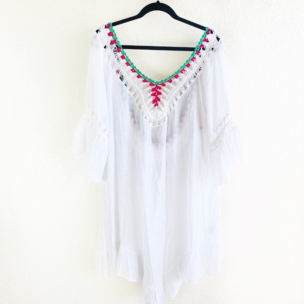 Beach by Exist Boho Crochet Fringe Cover Up L/XL